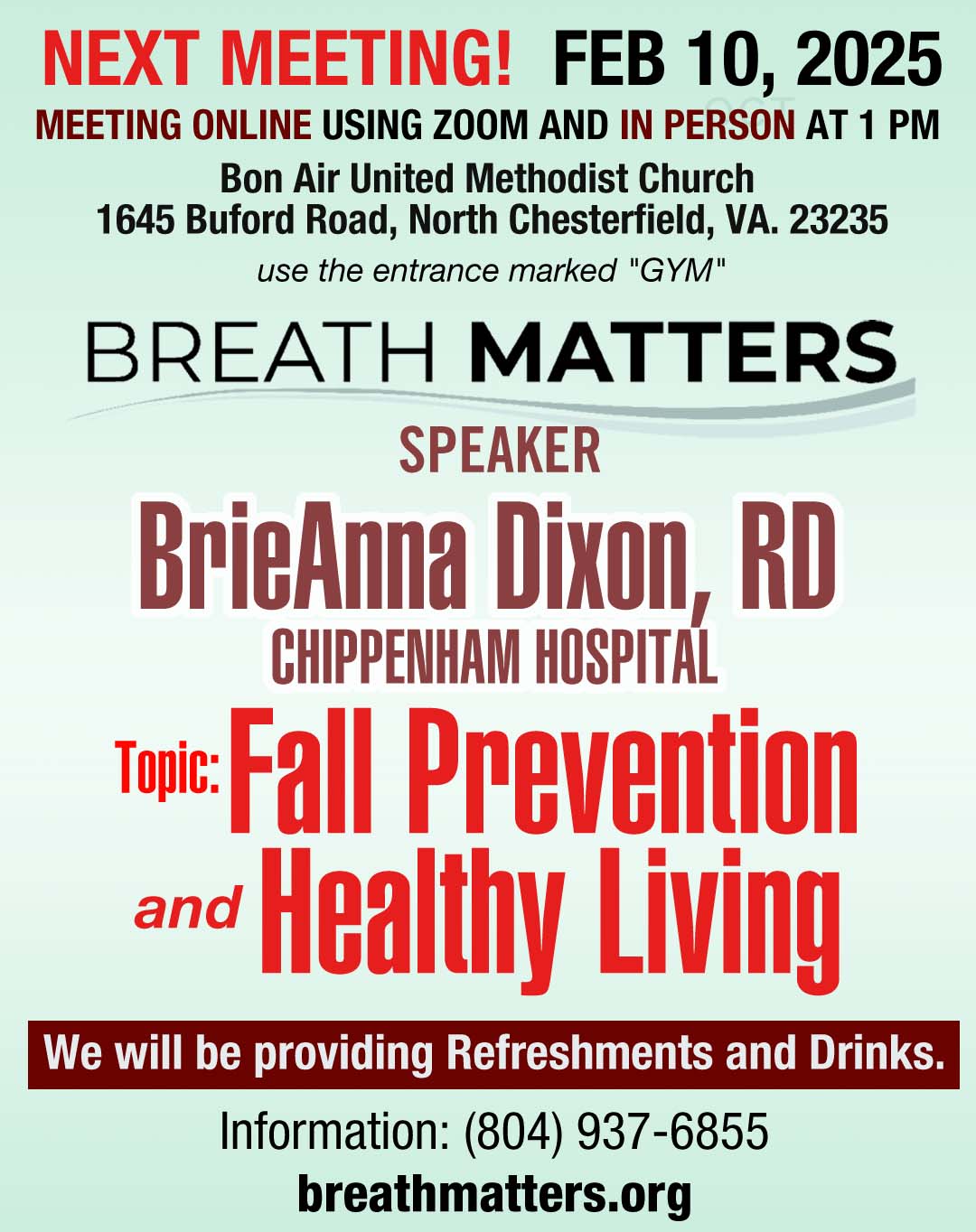 Feb 2025 BrieAnna Dixon Speaking breathmatters Meeting